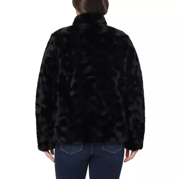 NWT Nicole Miller Women's Reversible Black Faux Fur Jacket - Picture 5 of 5
